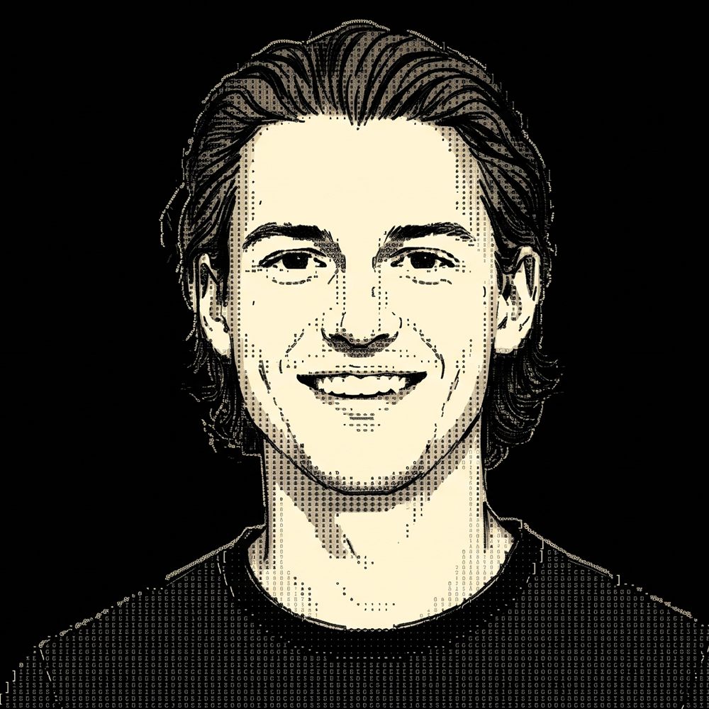 Illustrated portrait of Henri, smiling
